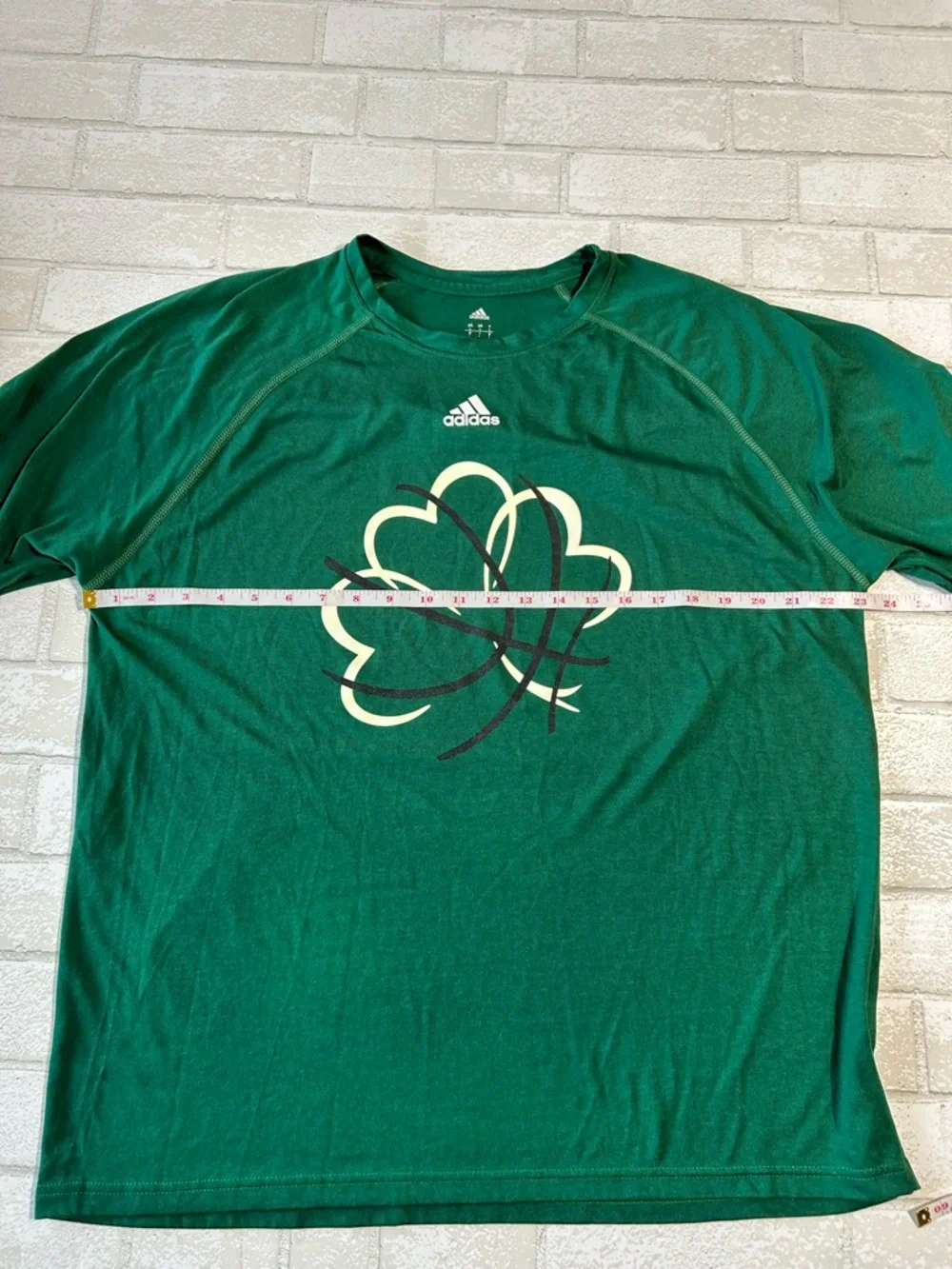 adidas Green Clover Basketball Climalite Short Sleeve Tee